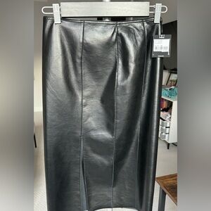 NWT Rudsak black leather midi pencil skirt size M